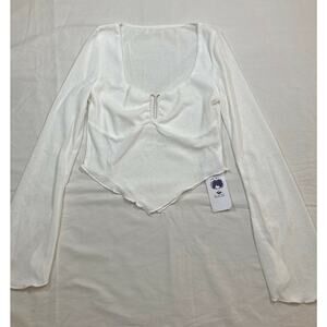 Do My Self Crop Top Women's Medium Off White Long Sleeve